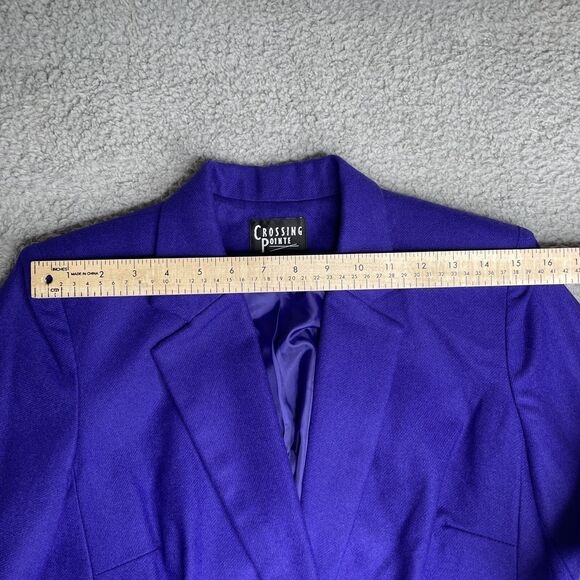 VTG Crossing Pointe Purple Wool Blazer Women 8 P Retroglam Office Long Blazer - Picture 4 of 13